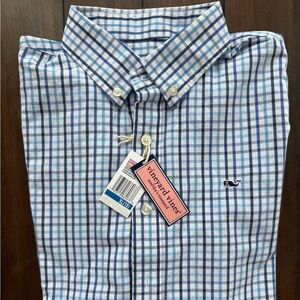 Vineyard Vines Blue and White Plaid Shirt